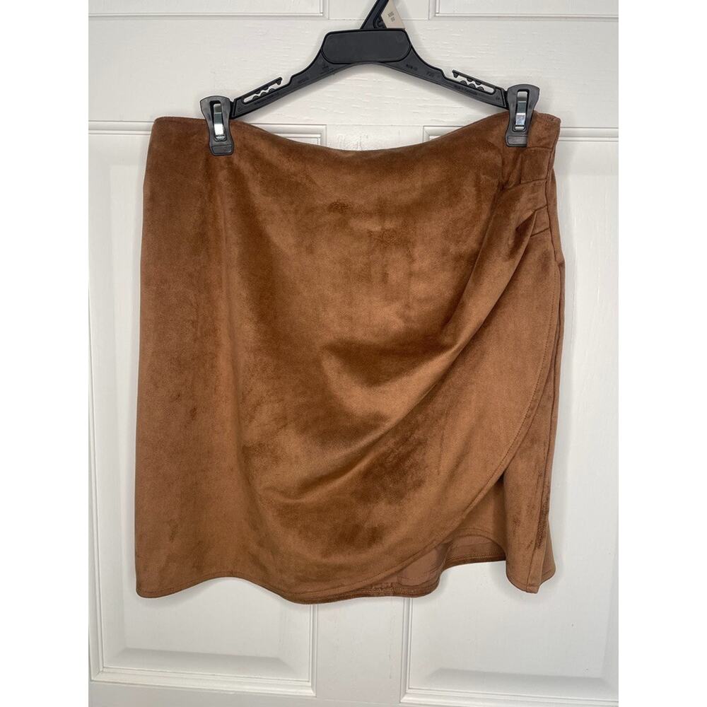 Abercrombie & Fitch Women's Vegan Suede Micro Mini Skirt Sz L Faux Wrap Boho